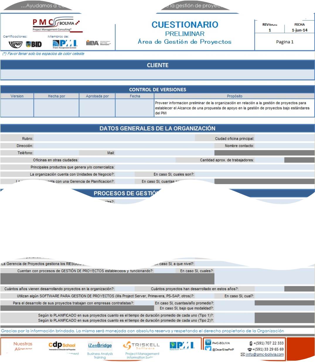 Cuestionario preliminar EMPRESAS - PMC-Bolivia - 2015 - linkedin